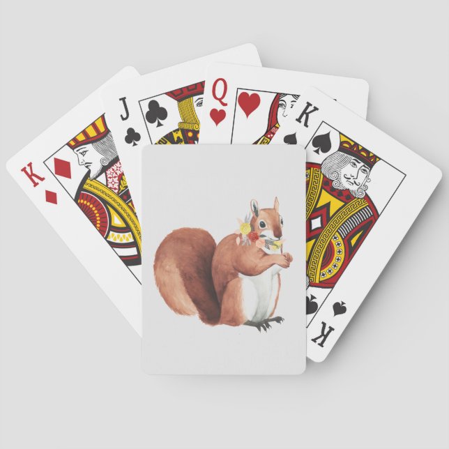 Flower Crown Forester Squirrel Playing Cards (Back)