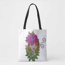 Flower Crown Girl Boho Tote Bag