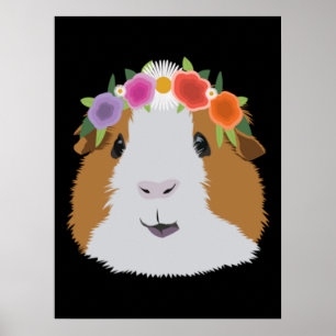 Flower Crown Guinea Pig Poster