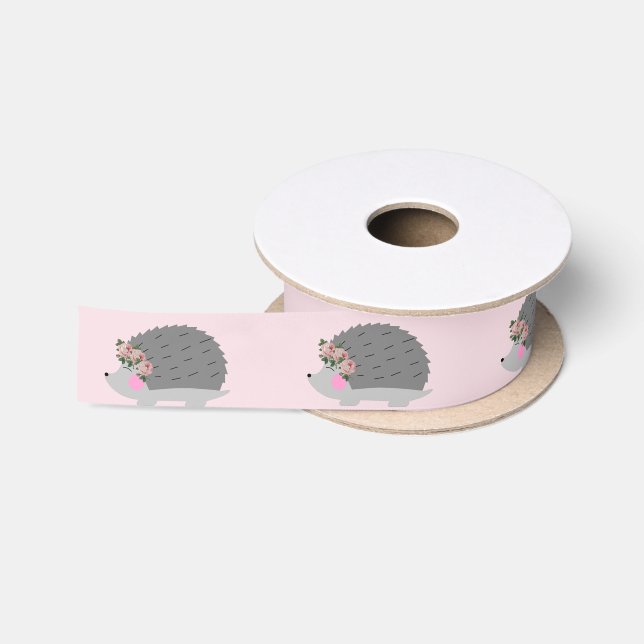 Flower Crown Hedgehog Ribbon Satin Ribbon (Spool)