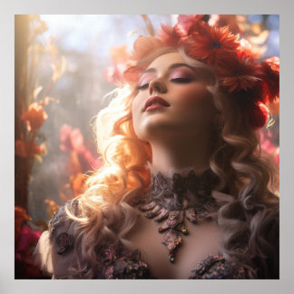 Flower Crown Lady Poster