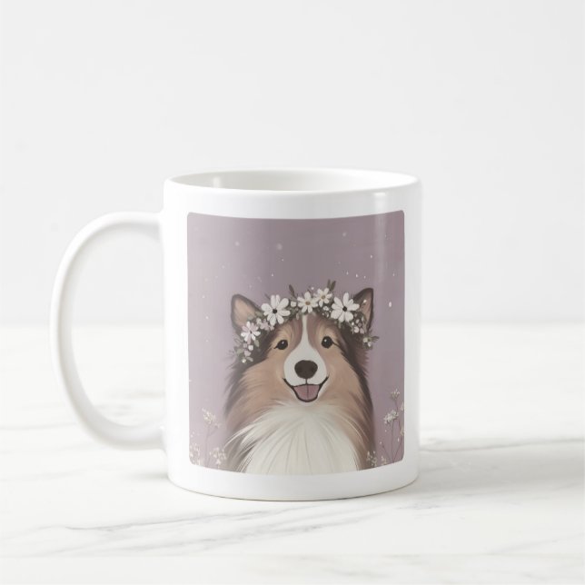 Flower Crown Sheltie mug (Left)