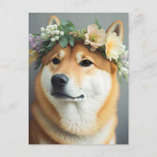 Flower Crown Shiba Inu Postcard