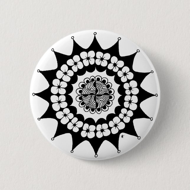 Flower Crown Zen Mandala 2 Inch Round Button (Front)