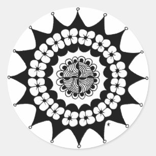 Flower Crown Zen Mandala Classic Round Sticker