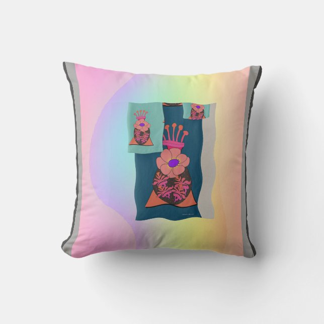 Flower Crowns Collage Throw Pillow (Front)