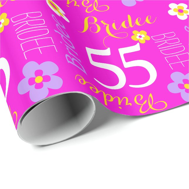 Flower custom name Bridee 55 birthday wrap Wrapping Paper (Roll Corner)