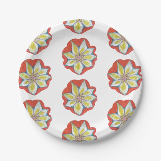 Flower Custom Paper Plates 7 in (Front)