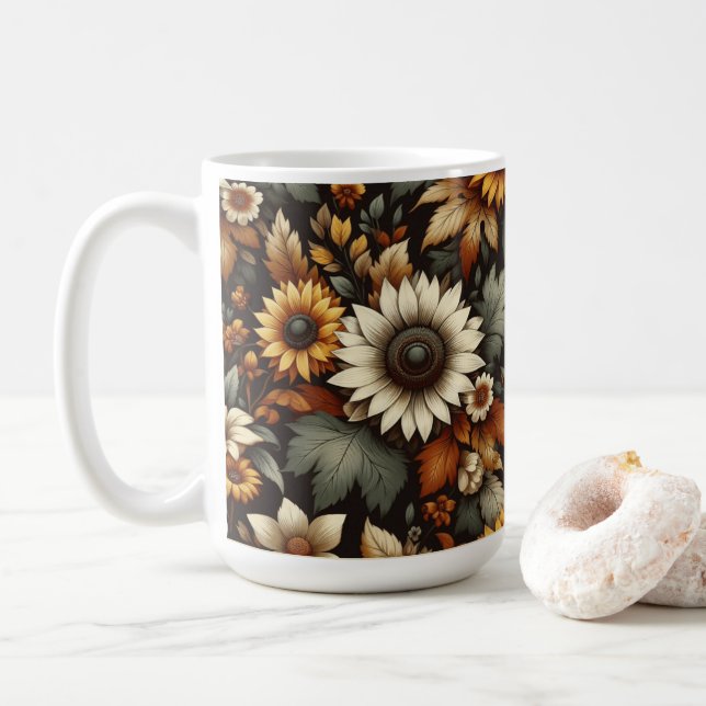 Flower Cute Floral Cup 🌻 coffee mug 15oz (With Donut)