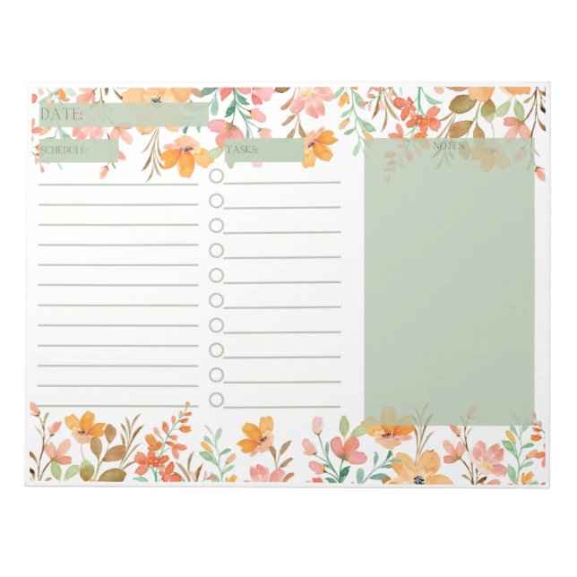 Flower Daily Desk Planner Notepad (Front)