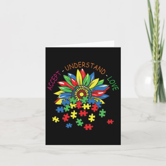 Flower Daisy Accept Understand Love Autism Awarene Card (Front)