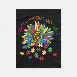 Flower Daisy Accept Understand Love Autism Awarene Fleece Blanket
