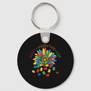 Flower Daisy Accept Understand Love Autism Awarene Keychain