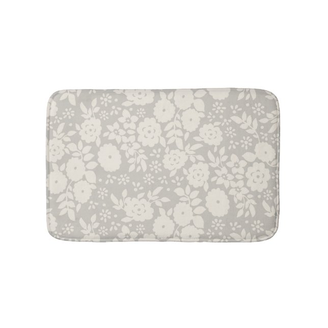 Flower Daisy Vintage Pattern Grey Bath Mat (Front)