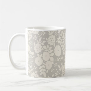 Flower Daisy Vintage Pattern Print Grey Coffee Mug