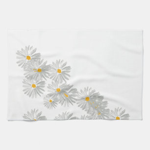 Flower daisy white minimal pattern kitchen towel