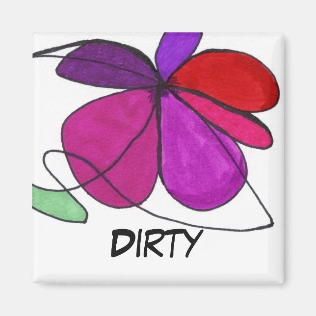 "Flower Dance" Abstract Dishwasher Status Magnet (Front)
