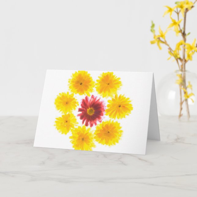Flower Dance Chrysanthemum Get Well Card (Yellow Flower)