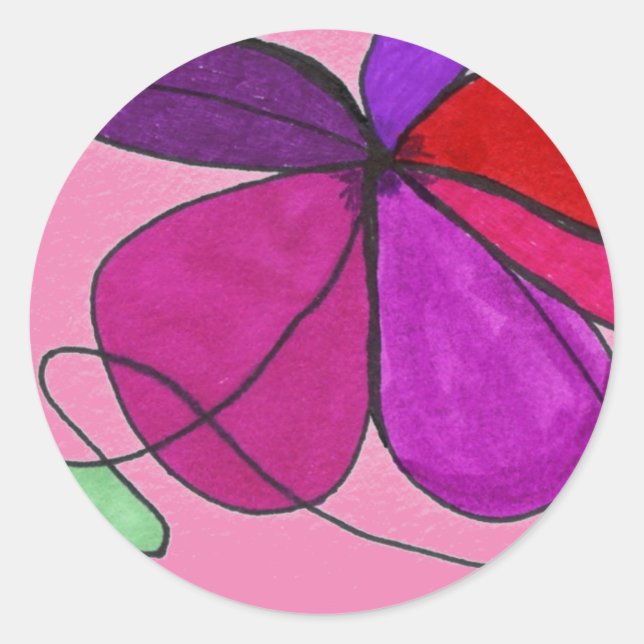 "Flower Dance on Pink" Abstract Design Sticker (Front)