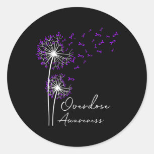 Flower Dandelion Faith Hope Love Purple Overdose A Classic Round Sticker