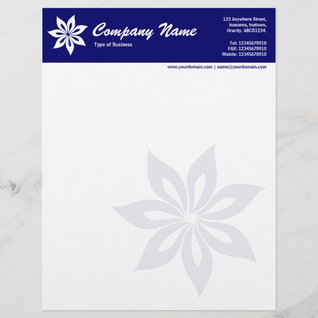 Flower - Dark Blue Letterhead (Front)