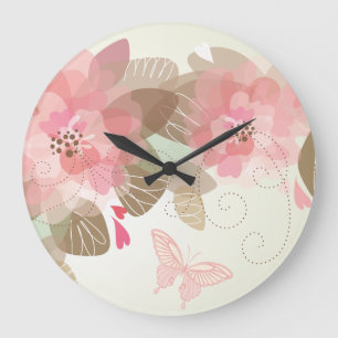 Flower Decor 15 Wall Clocks & Numeral Options