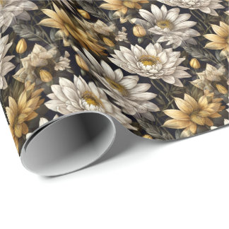 flower decor with a black background wrapping paper