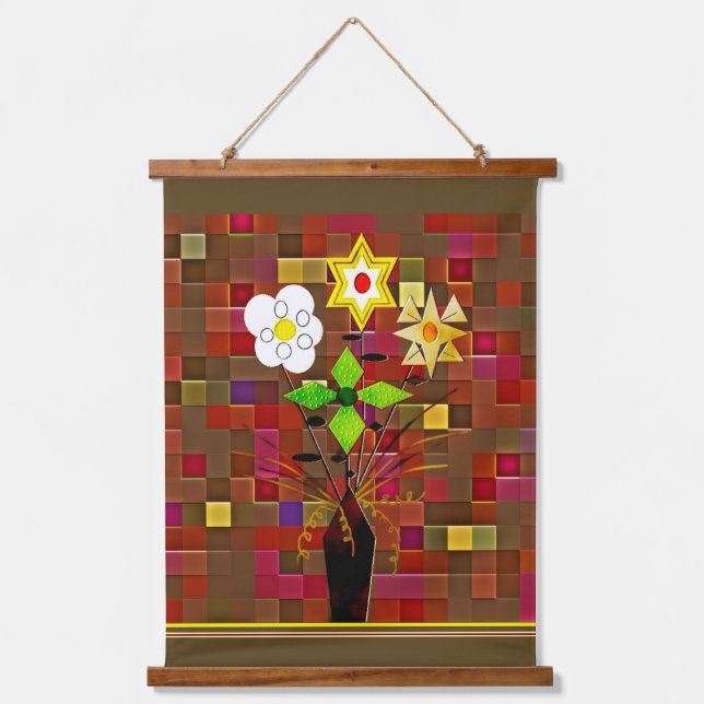 "Flower Delivery"  Wood Topped Wall Tapestry (Front)