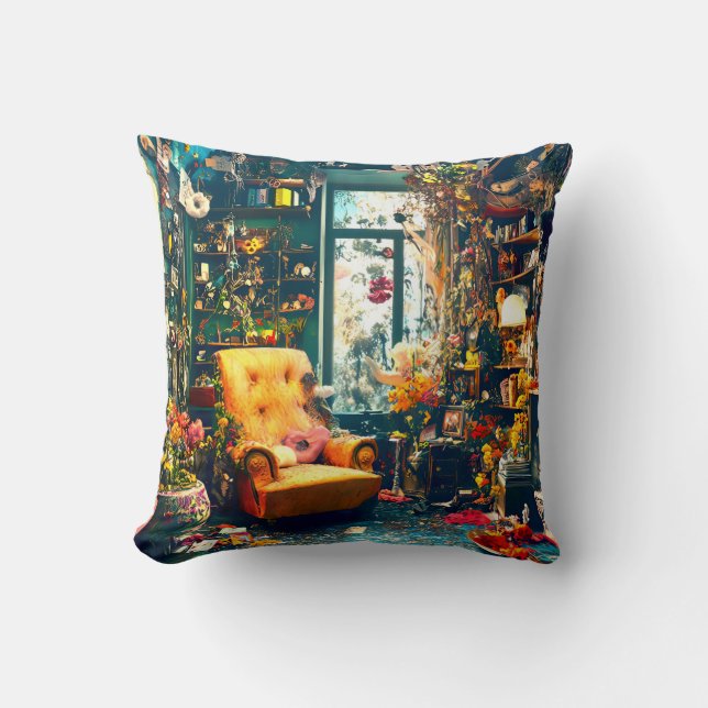 Flower Den Throw Pillow (Front)