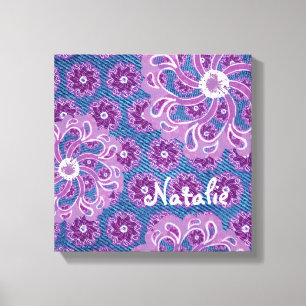 Flower & denim square canvas wrap