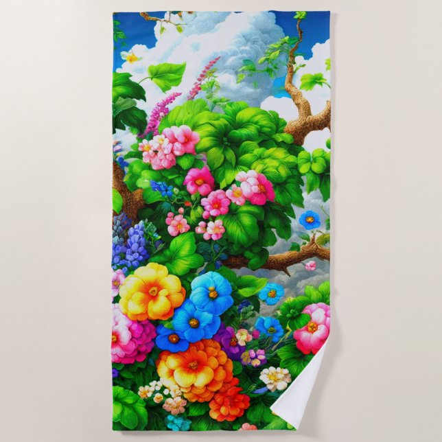Flower Design Beach Towel (Front)