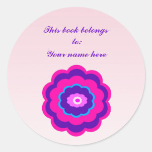 Flower Design Bookplate Classic Round Sticker