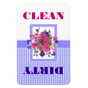 Flower Design Clean or Dirty Dishwasher Magnet