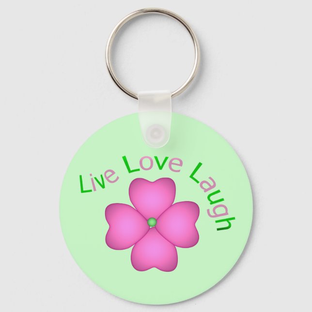 Flower Design - Live Love Laugh Keychain (Front)