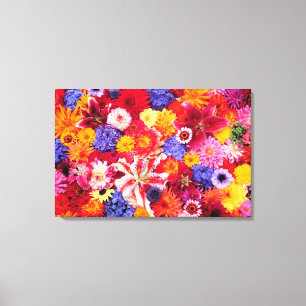 Flower design of Dalhia, Oriental Lilies, Canvas Print