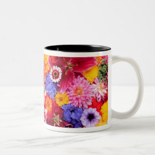 Flower design of Dalhia, Oriental Lilies, Two-Tone Coffee Mug