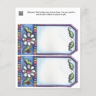 Flower design Party gift or favour Bag Tags Flyer