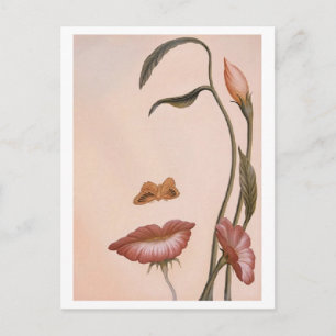 Flower Design Profile Face Postcard