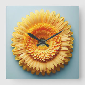 flower design square wall clock