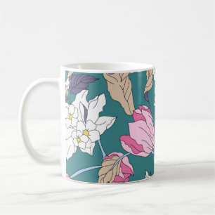 flower design textile illustrationart,pattern,back coffee mug
