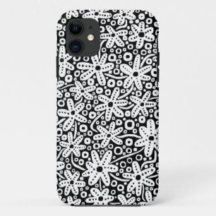 Flower Design - White on Black.pdf iPhone 11 Case