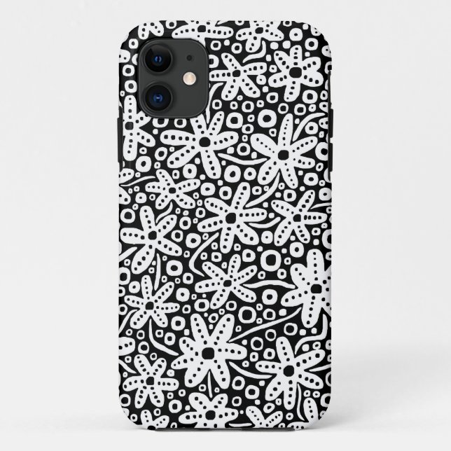 Flower Design - White on Black.pdf Case-Mate iPhone Case (Back)