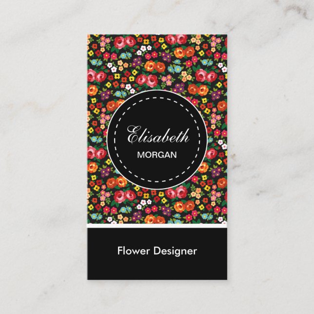 Flower Designer Colourful Floral Pattern Business Card (Front)