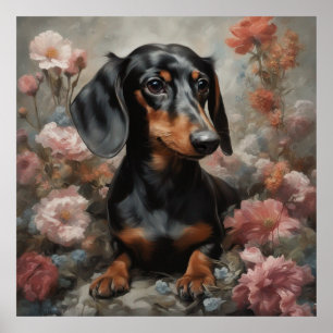 Flower Dog Breed Portraits 10 Poster