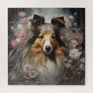Flower Dog Breed Portraits 15 Jigsaw Puzzle