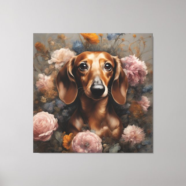 Flower Dog Breed Portraits 1 Canvas Print (Front)