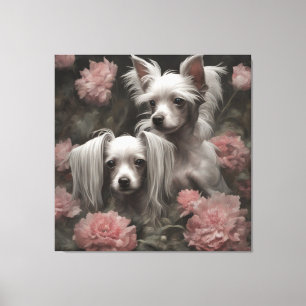 Flower Dog Breed Portraits 20 Canvas Print