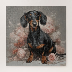 Flower Dog Breed Portraits 2 Jigsaw Puzzle