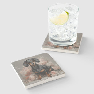 Flower Dog Breed Portraits 2 Stone Coaster
