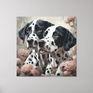 Flower Dog Breed Portraits 4 Canvas Print